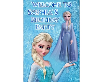 パーソナライズされたアナと雪の女王のウェルカムサイン：お気に入りのキャラクター、エルサ、アナ、または全員を選択してください