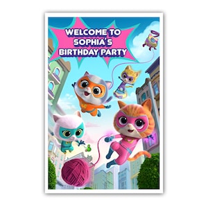 Letrero de bienvenida personalizado de Superkitties – 30 x 45 cm – Impreso en cartón 100 % – Embalaje en tubo gratuito