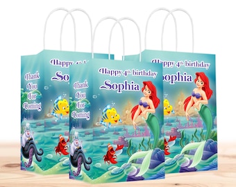 Personalized Little Mermaid Birthday Favor Bags
