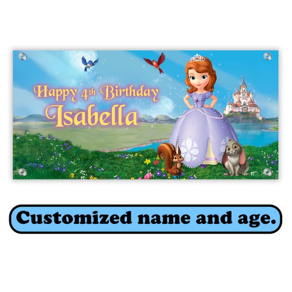 Personalized Sofia the First Birthday Banner - Etsy