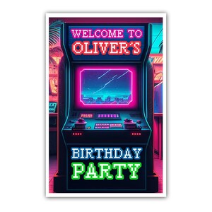 Letrero de bienvenida personalizado para Arcade (30 x 45 cm), impreso en cartón 100 % y empaquetado en tubo gratuito.