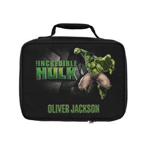 Hulk gepersonaliseerde lunchtas met aangepaste naam – superheldenthema – schooltas voor kinderen – cadeau-idee – meerdere kleuren