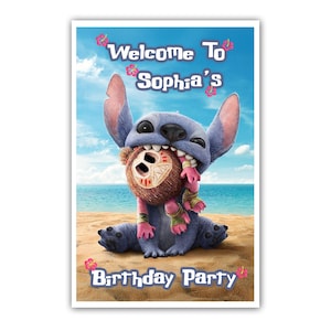 Letrero de bienvenida personalizado con puntada - 30 x 45 cm - Impreso en cartón 100 % - Embalaje en tubo gratuito