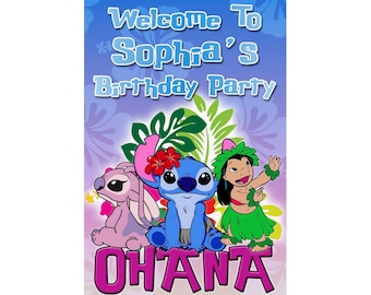 Letrero de bienvenida personalizado de Lilo y Stitch