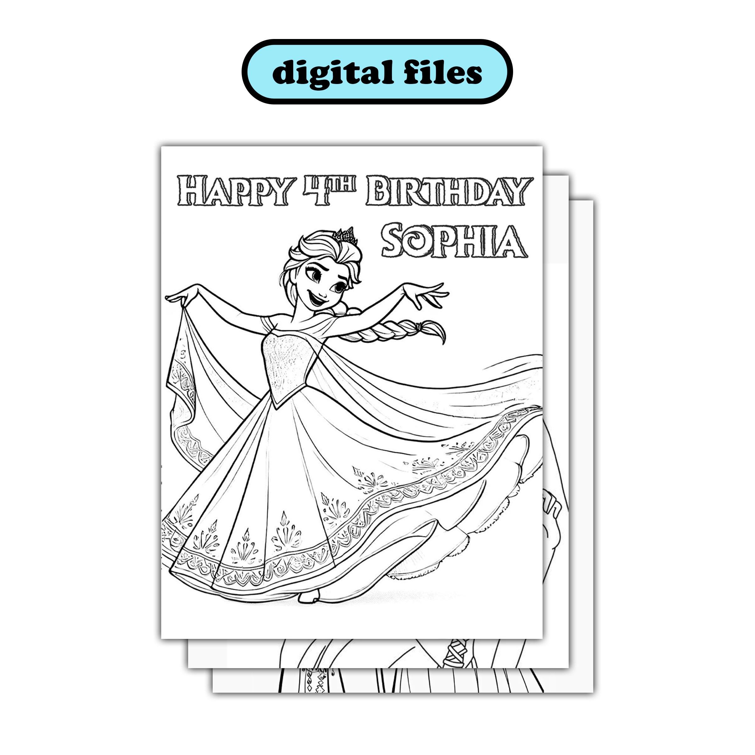 Elsa Coloring Kit: 3 Printable Coloring Pages + Full-color Bag Topper ...