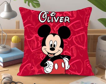 Personalized Mickey and Minnie Mouse Pillow