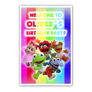 Letrero de bienvenida personalizado de The Muppet Show – 30 x 45 cm – Impreso en cartón 100 % – Embalaje en tubo gratis