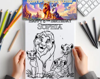 The Lion King Coloring Kit: 3 Printable Coloring Pages + Full-Color Bag Topper (Digital Download Activity Set)