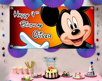 Personalized Mickey and Minnie Mouse Birthday Banner