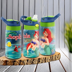 Little Mermaid Stainless Steel Kids Water Bottle – Customizable – BPA-Free & Dishwasher Safe – Perfect for School and On-the-Go