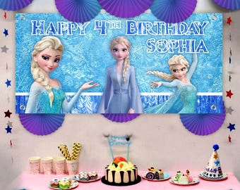 Personalized Frozen Birthday Banner: Choose your favorite character Elsa, Anna or All