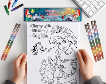 Kit para colorear de La Sirenita: 3 páginas imprimibles + adorno para bolso a todo color (juego de actividades con descarga digital)