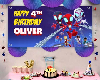 Personalized Spiderman or Spidey Birthday Banner