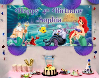 Banner de cumpleaños personalizado de La Sirenita