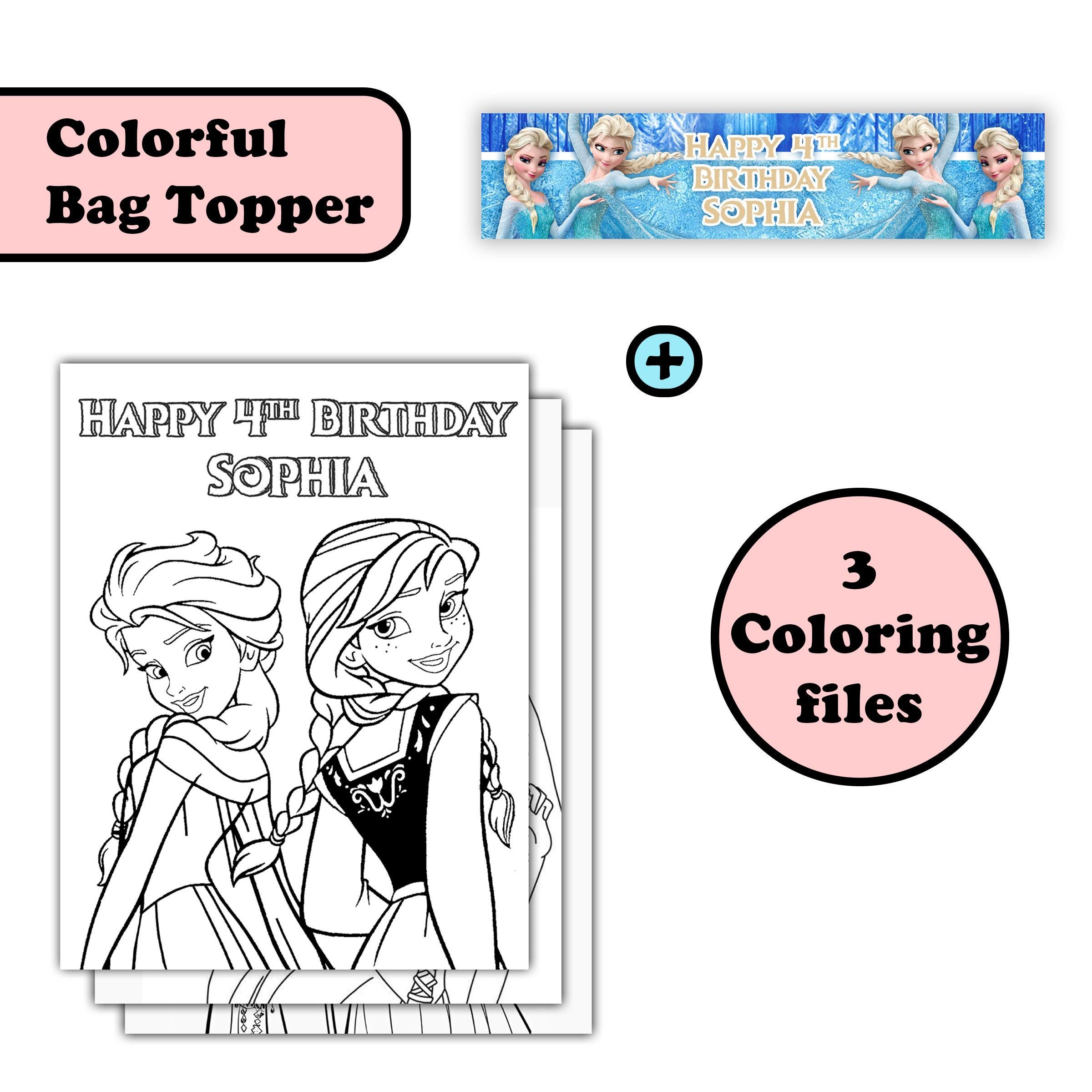 Elsa Coloring Kit: 3 Printable Coloring Pages + Full-color Bag Topper ...