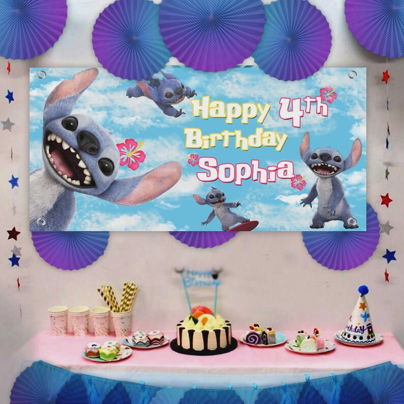 Personalized Lilo and Stitch Birthday Banner immagine 3