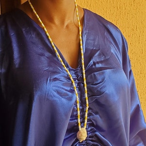 Unique Oshun Necklace with Cowries Osun Pendant Eleke Oshun Ileke Oshun