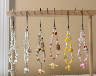 Kawaii Sanrio Phone Charm - Cinnamoroll (6.1) Handmade 1/1 Nostalgic Character Beaded Keychain for Phone Case / Purse