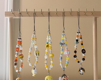 Kawaii Phone Charm (6.2) - Handmade 1/1 Nostalgic Character Beaded Keychain for Phone Case / Purse