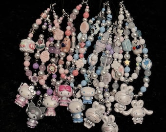 Kawaii Sanrio Phone Charm(7.1) Handmade 1/1 Nostalgic Character Beaded Keychain for Phone Case / Purse