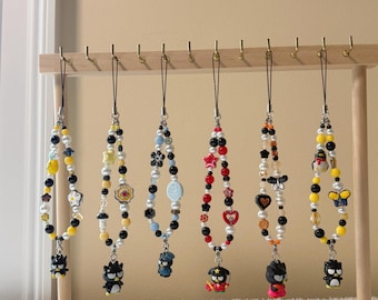 Kawaii Sanrio Phone Charm - Badtz-Maru (6.1) Handmade 1/1 Nostalgic Character Beaded Keychain for Phone Case / Purse