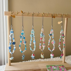 Authentic Vintage Kawaii Gotochi Phone Charm - Blue & Pink Kitty (5.12) Limited-Edition Japanese Phone Charm/Key Chain for Phone Case/Purse