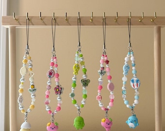 Kawaii Tamagotchi Phone Charm (6.1) - Handmade 1/1 Nostalgic Character Beaded Keychain for Phone Case / Purse
