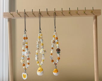 Kawaii Sanrio Phone Charm - Gudetama (6.1) Handmade 1/1 Nostalgic Character Beaded Keychain for Phone Case / Purse