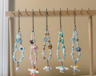 Kawaii Sanrio Phone Charm - Cinnamoroll (6.2) Handmade 1/1 Nostalgic Character Beaded Keychain for Phone Case / Purse