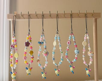 Kawaii Sanrio Phone Charm - Usahana (6.1) Handmade 1/1 Nostalgic Character Beaded Keychain for Phone Case / Purse