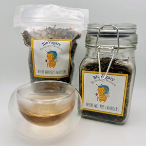 100% Organic Tea Berry Tart Start-  Sencha, Lemon Balm, Hibiscus, Rosehips, Elderberry, Cranberries, Rooibos, Currant Fruit.