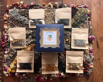 BluVagary Sampler Gift Set- 7 sample size resealable bags(3-5grams)100% Organic Herb/Tea-NO Additives,Pesticides, or Chemicals,Herbal Blends