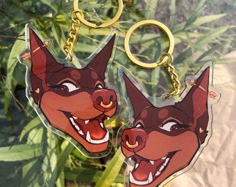 Toothy Doberman Acrylic Keychain