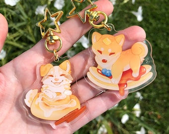 Food cuties- Shiba inu Pancake & Cinnamon roll Australian Shepard Acrylic Keychains