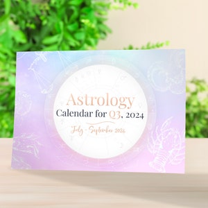 Quarterly Astrology Calendar 2024,  Q3 Lunar Zodiac Forecast for July, August + September 2024, Digital Printable PDF Calendar + Planner