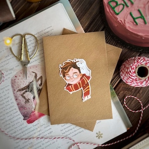 Magier und Eule Single Sticker | Großer Laptop Aufkleber, Computer, Flasche Aufkleber, Weihnachtsgeschenk, Bullet Journal, Geburtstag, Party, Zauberschule