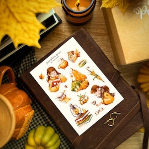 Pumpkin Spice — Adesivos | Adesivos para diário, folha de adesivos Hygge, conjunto de adesivos para planejador, diário de marcadores, pacote de adesivos para scrapbook