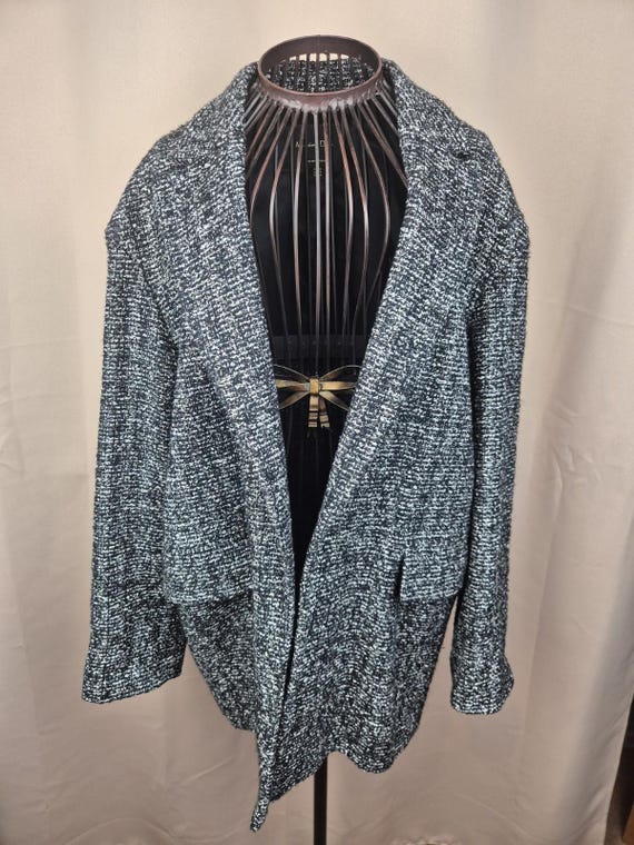 Massimo Dutti, Massimo Dutti Women's Black & White Bouclé Open Blazer Size UK 12