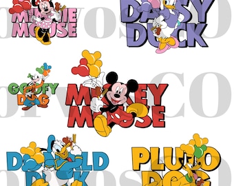 Mickey Pluto Goofy Daisy Donald Minnie Character Png, Mickey and Friends Png,, Mouse and Friends Bundle Pack, Disney Png