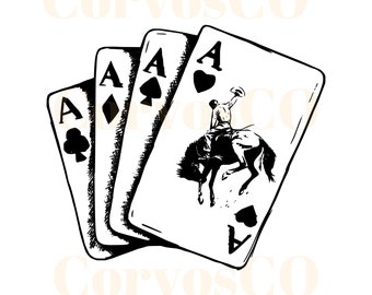 Cowboy Playing Cards PNG: Western Poker Clip Art (Digital Download)