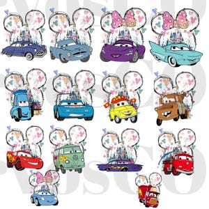 Cars PNG Disney Hearth Bundle, Cars PNG Cartoon, Cars Sublimation, Lightning McQueen, Tow Mater, Cars Characters PNG, Disneyland