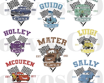 Cars Cartoon PNG Clipart Bundle: Lightning McQueen, Tow Mater (Digital Download)