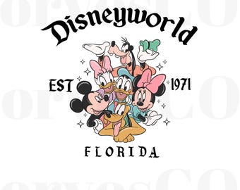 Retro Mouse Est 1971 Florida, Disneyworld Est 1973 Florida Png, Mickey and Friends Png, Magic Kingdom Png, Mouse PNG, Disneyworld