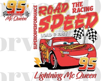 Lightning McQueen PNG: Retro Cars Design (Digital Download)