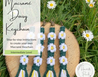 Macramé Daisy Keychain - step-by-step instructions to create your own