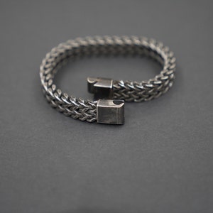 Geoxideerde zilveren massieve schakelarmband