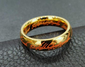 Anel Brilho Místico – Aliança Rúnica Dourada – Presente Fantástico para Casamento ou Aniversário