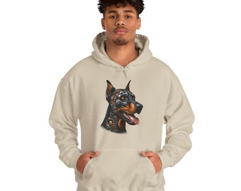 Sweat à capuche mécanique Doberman - Sweat unisexe pour chien cybernétique