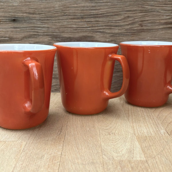 Vintage 70’s Corning Pyrex Rust-orange Coffee Cups set of 3