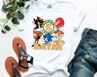Personalized Sonic the Hedgehog Birthday Family Shirt, birthday gift, Birthday Party Outfit, Custom Name Birthday Squad, Sonic Family